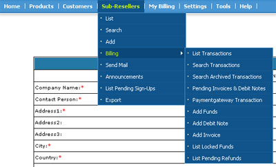 Reseller domain control panel Reseller domain control panel